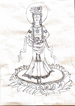 仏画 観世音菩薩 墨画アレンジ